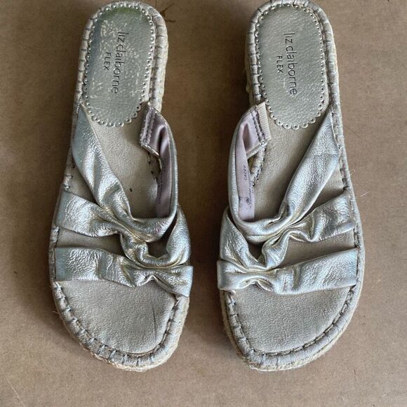 Liz Claiborne Flex Metallic Slide Sandals Size 6.5M - Picture 1 of 5